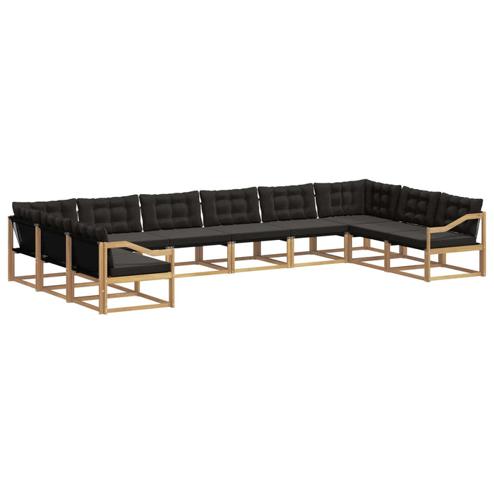 Set de canapele de exterior cu pernă 10 pcs Alb și negru WALTI