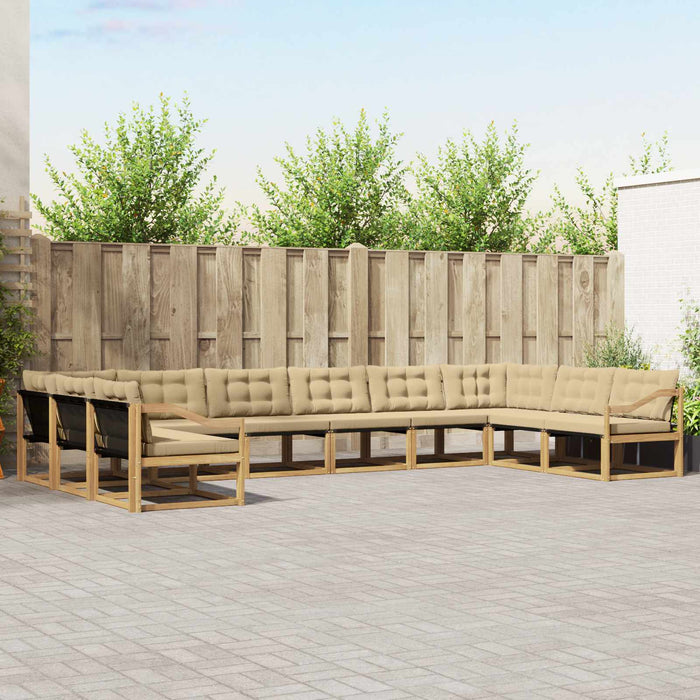 Set de canapele de exterior cu pernă 10 pcs Alb și Bej WALTI
