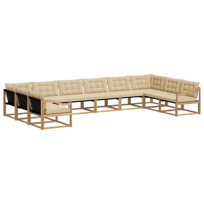 Set de canapele de exterior cu pernă 10 pcs Alb și Bej WALTI