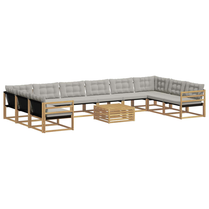 Set de canapele de exterior cu pernă 11 pcs Alb și gri deschis WALTI