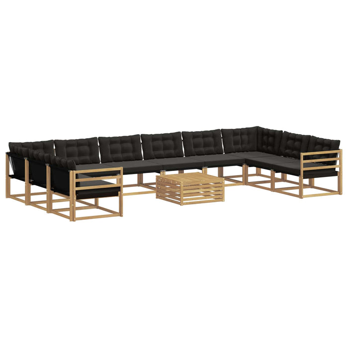Set de canapele de exterior cu pernă 11 pcs Alb și negru WALTI