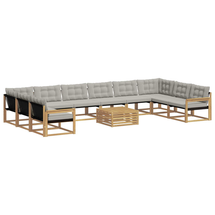 Set de canapele de exterior cu pernă 11 pcs Alb și gri deschis WALTI