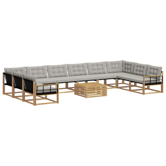 Set de canapele de exterior cu pernă 11 pcs Alb și gri deschis WALTI