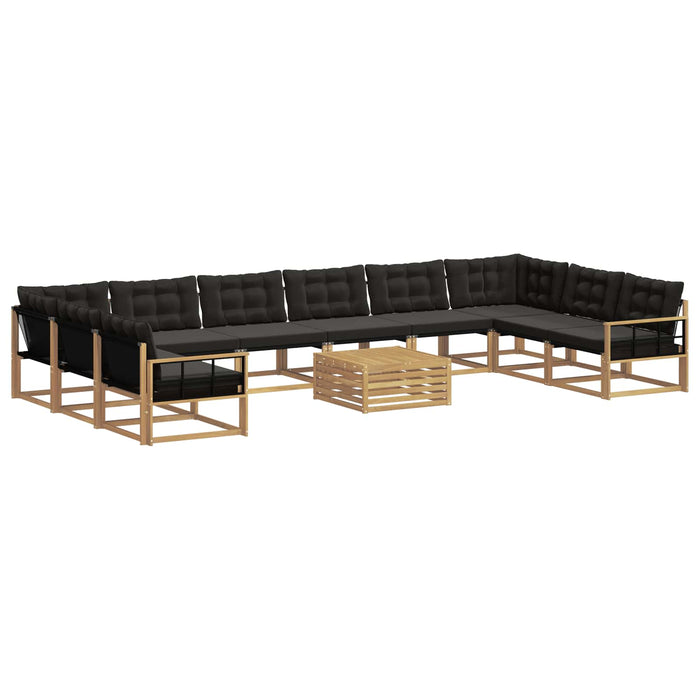 Set de canapele de exterior cu pernă 11 pcs Alb și negru WALTI