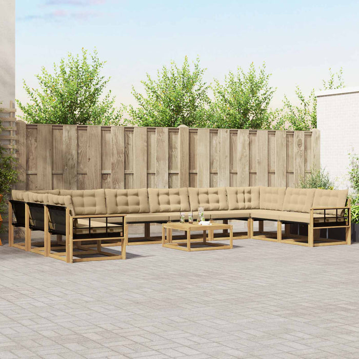Set de canapele de exterior cu pernă 11 pcs Alb și Bej WALTI
