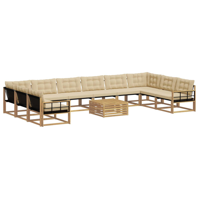 Set de canapele de exterior cu pernă 11 pcs Alb și Bej WALTI