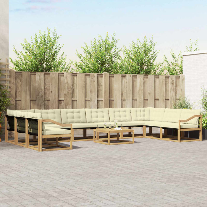 Set de canapele de exterior cu pernă 11 pcs Alb și crem WALTI