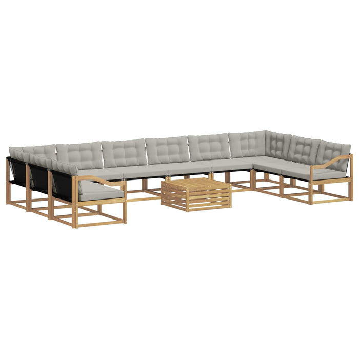 Set de canapele de exterior cu pernă 11 pcs Alb și gri deschis WALTI