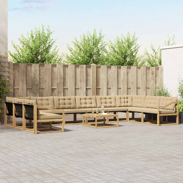Set de canapele de exterior cu pernă 11 pcs Alb și Bej WALTI