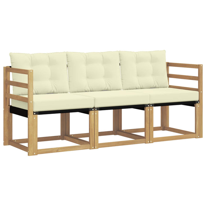 Set de canapele de exterior cu pernă 3 pcs Alb și crem WALTI