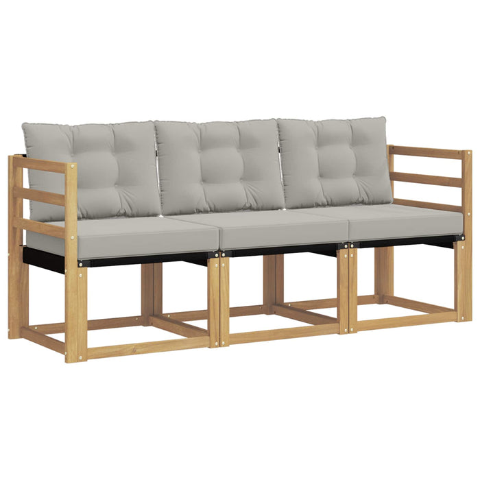 Set de canapele de exterior cu pernă 3 pcs Alb și gri deschis WALTI