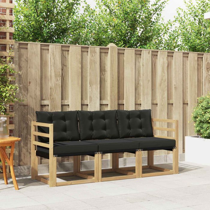Set de canapele de exterior cu pernă 3 pcs Alb și negru WALTI