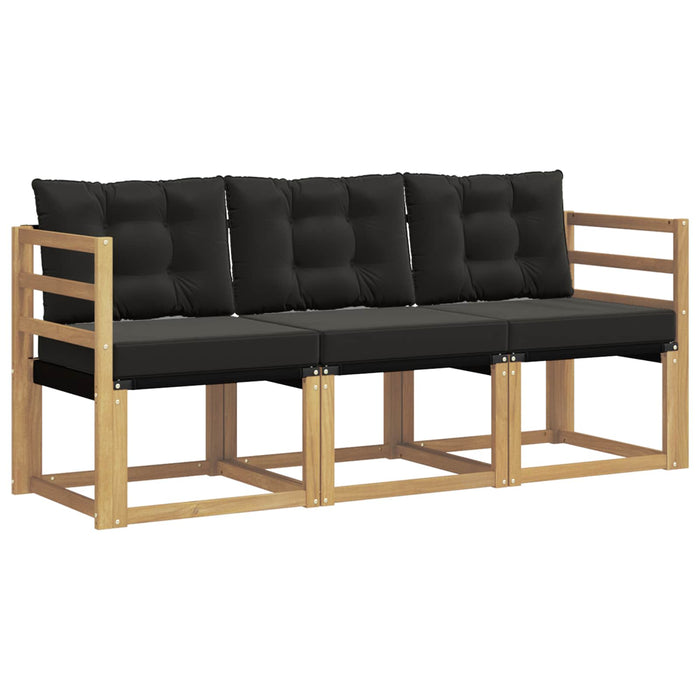 Set de canapele de exterior cu pernă 3 pcs Alb și negru WALTI