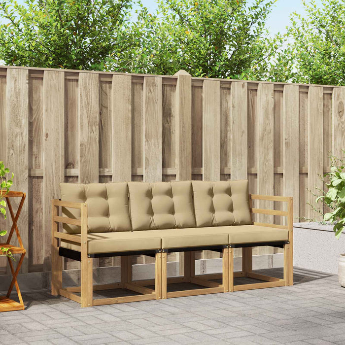 Set de canapele de exterior cu pernă 3 pcs Alb și Bej WALTI