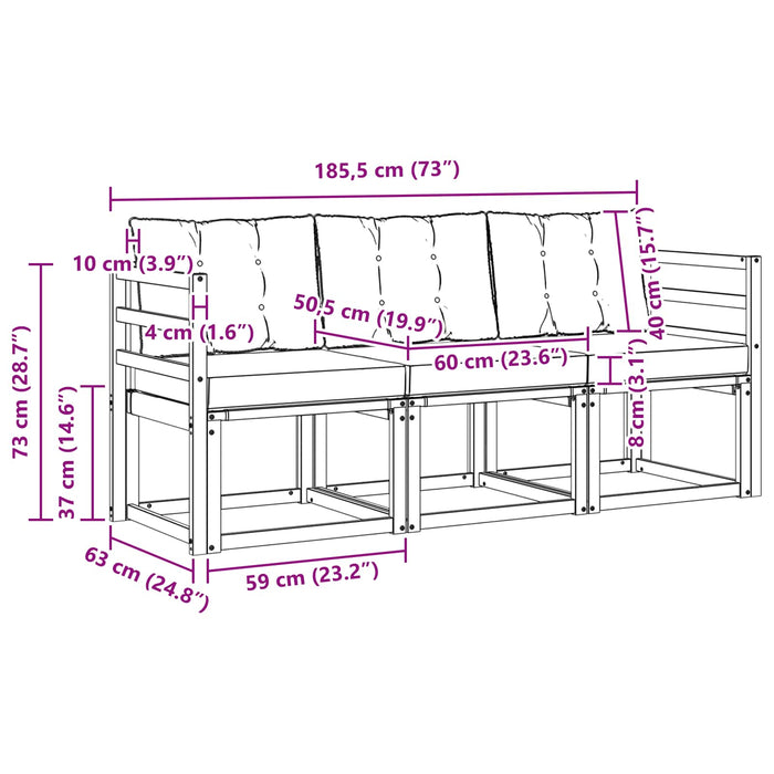 Set de canapele de exterior cu pernă 3 pcs Alb și Bej WALTI