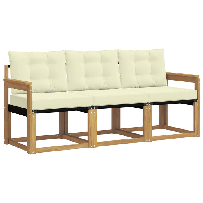 Set de canapele de exterior cu pernă 3 pcs Alb și crem WALTI