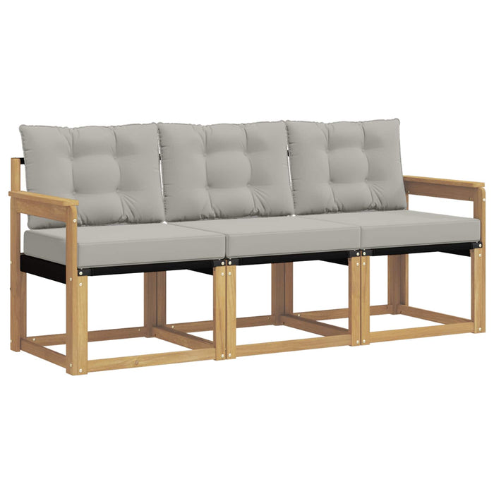 Set de canapele de exterior cu pernă 3 pcs Alb și gri deschis WALTI