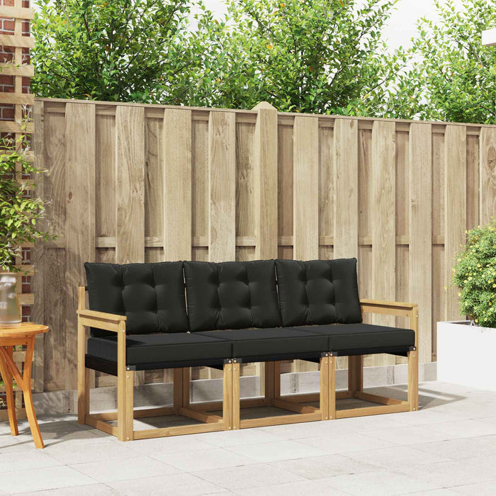 Set de canapele de exterior cu pernă 3 pcs Alb și negru - WALTI WALTI