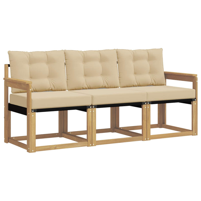 Set de canapele de exterior cu pernă 3 pcs Alb și Bej WALTI