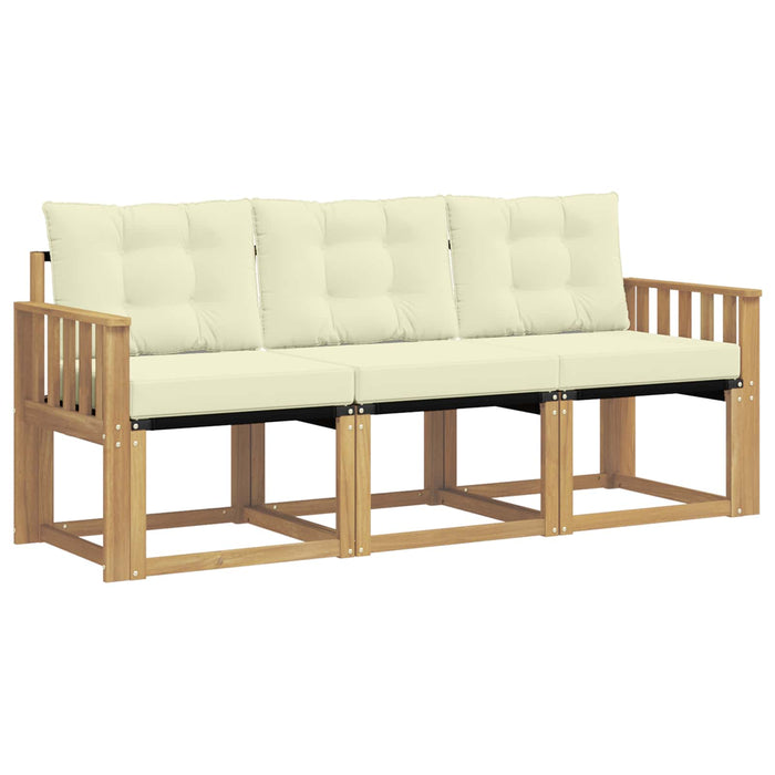 Set de canapele de exterior cu pernă 3 pcs Alb și crem WALTI