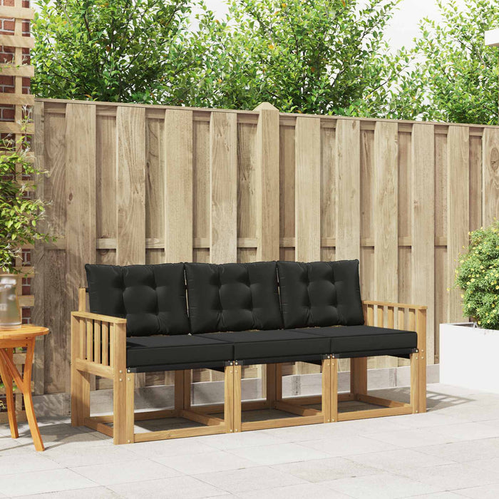 Set de canapele de exterior cu pernă 3 pcs Alb și negru WALTI