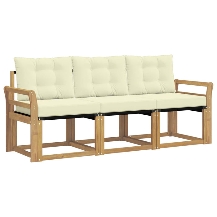Set de canapele de exterior cu pernă 3 pcs Alb și crem WALTI