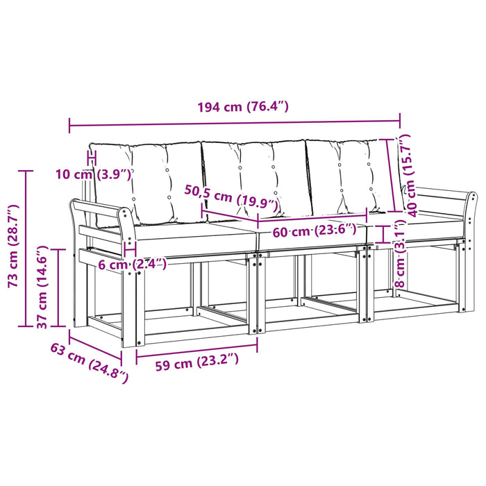 Set de canapele de exterior cu pernă 3 pcs Alb și gri deschis WALTI