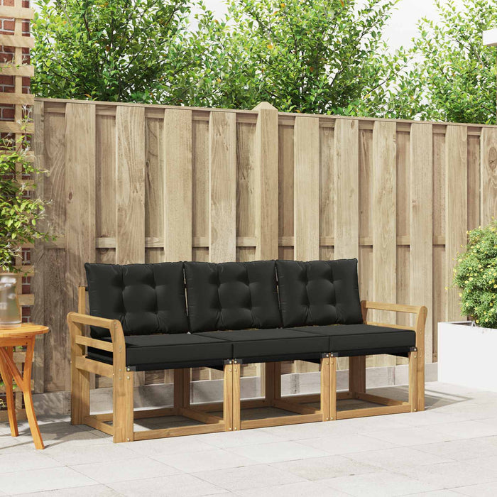 Set de canapele de exterior cu pernă 3 pcs Alb și negru WALTI