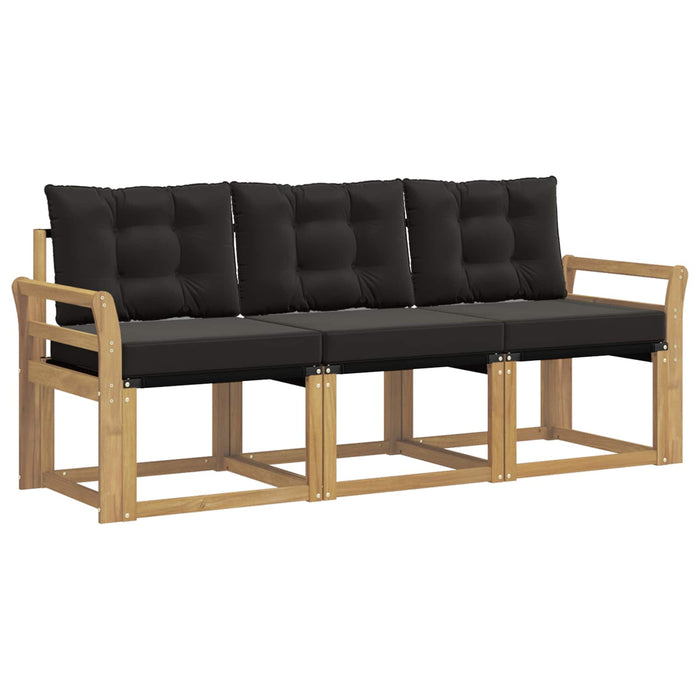 Set de canapele de exterior cu pernă 3 pcs Alb și negru WALTI
