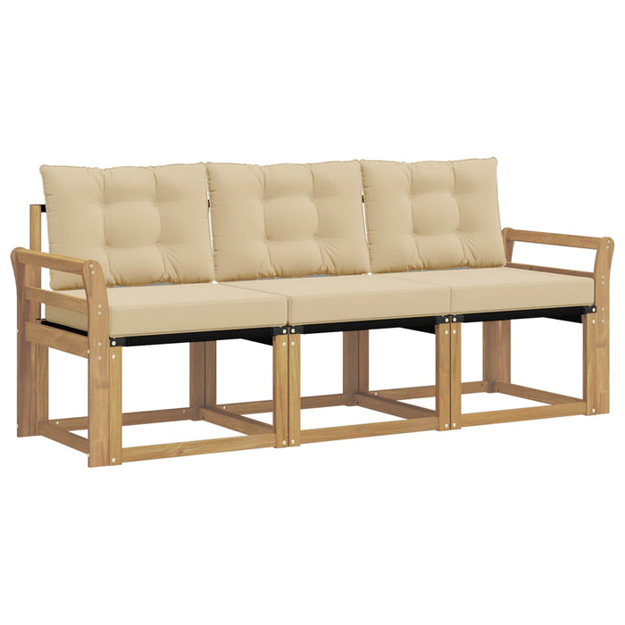 Set de canapele de exterior cu pernă 3 pcs Alb și Bej WALTI