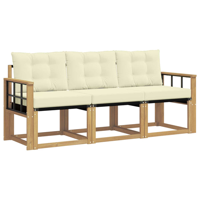 Set de canapele de exterior cu pernă 3 pcs Alb și crem WALTI