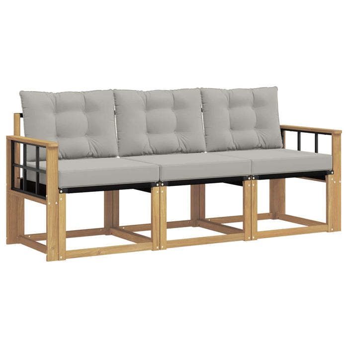Set de canapele de exterior cu pernă 3 pcs Alb și gri deschis WALTI