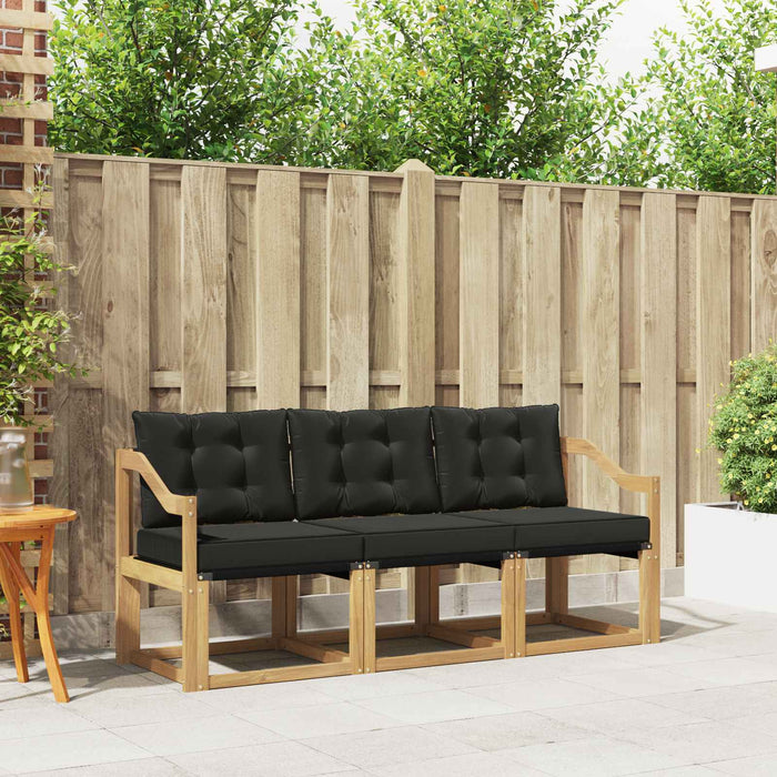 Set de canapele de exterior cu pernă 3 pcs Alb și negru WALTI