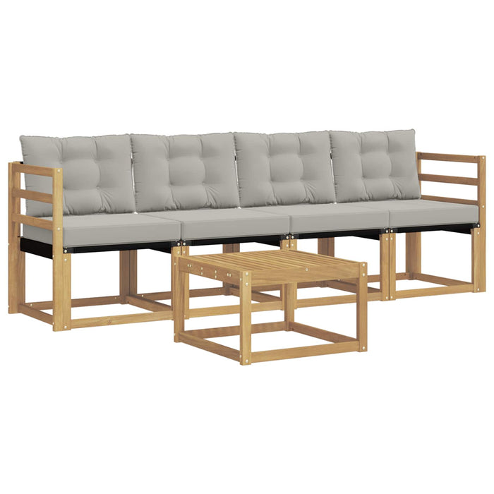 Set de canapele de exterior cu pernă 5 pcs Alb și gri deschis WALTI
