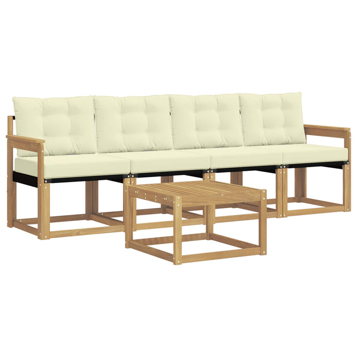 Set de canapele de exterior cu pernă 5 pcs Alb și crem WALTI