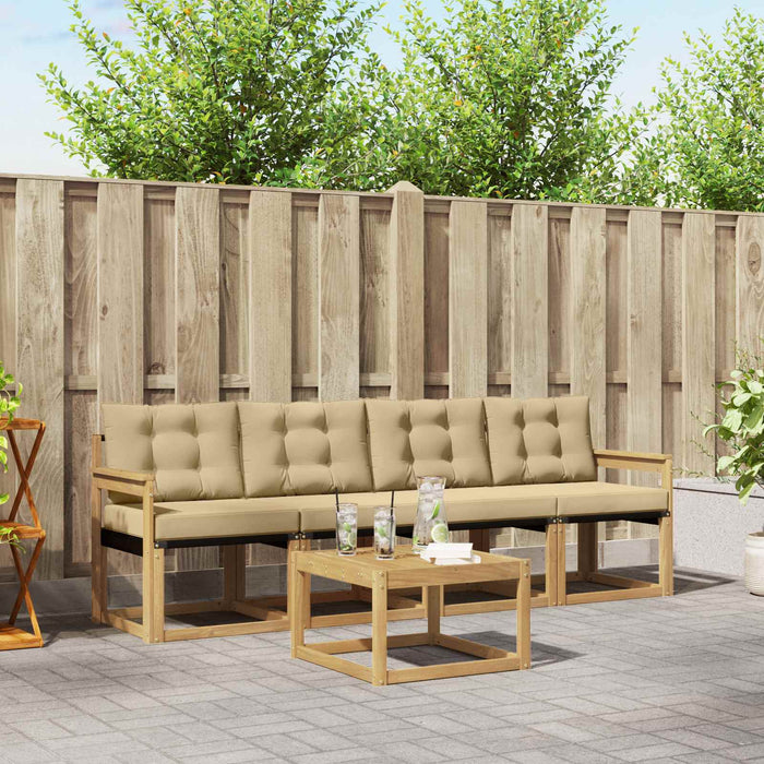 Set de canapele de exterior cu pernă 5 pcs Alb și Bej WALTI