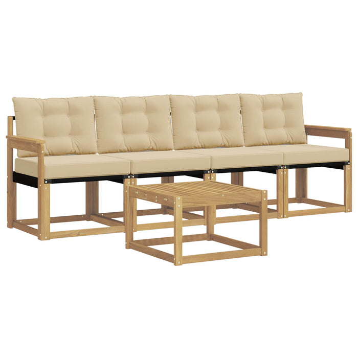 Set de canapele de exterior cu pernă 5 pcs Alb și Bej WALTI