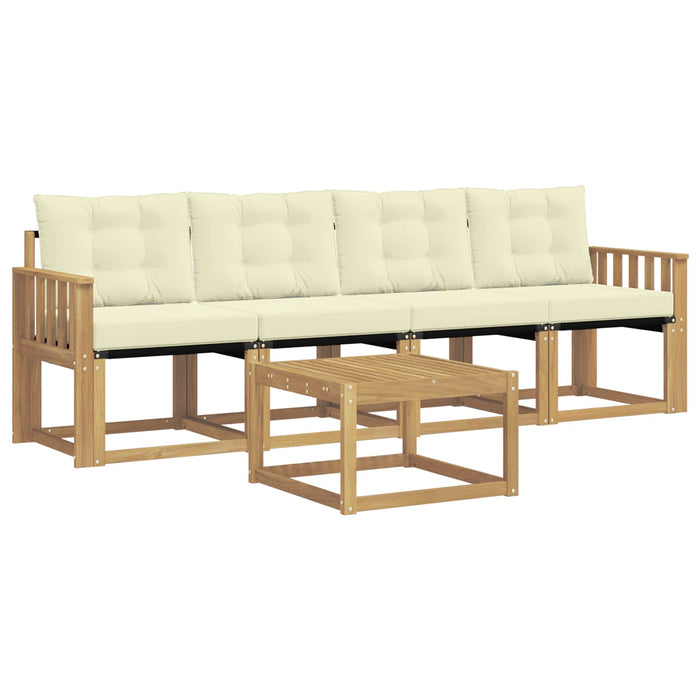 Set de canapele de exterior cu pernă 5 pcs Alb și crem WALTI