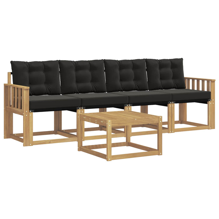 Set de canapele de exterior cu pernă 5 pcs Alb și negru WALTI