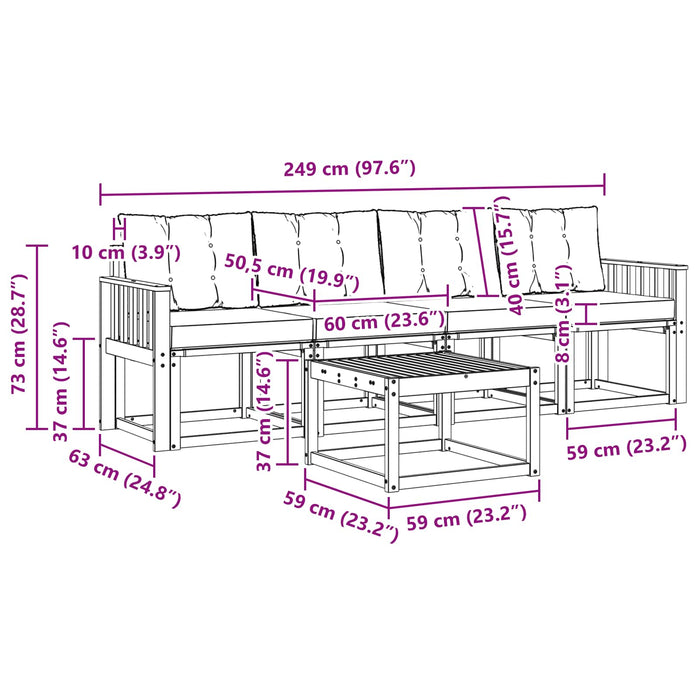 Set de canapele de exterior cu pernă 5 pcs Alb și negru WALTI