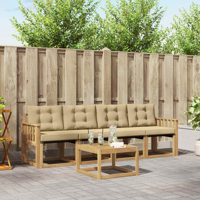 Set de canapele de exterior cu pernă 5 pcs Alb și Bej WALTI