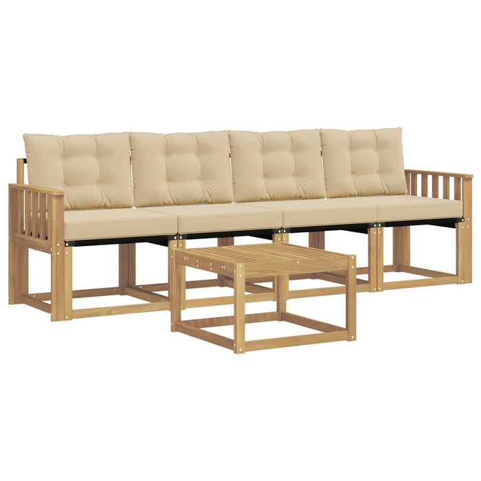Set de canapele de exterior cu pernă 5 pcs Alb și Bej WALTI
