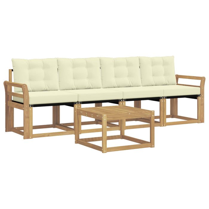 Set de canapele de exterior cu pernă 5 pcs Alb și crem WALTI