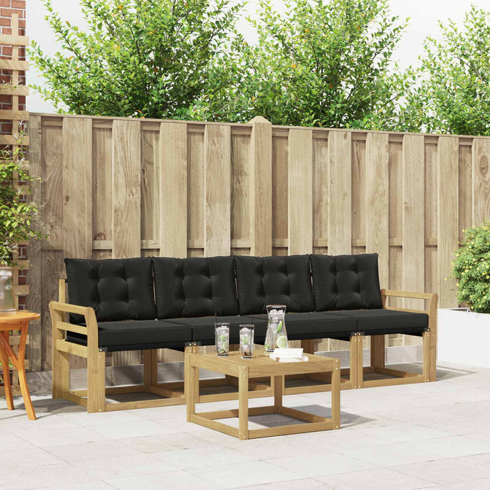 Set de canapele de exterior cu pernă 5 pcs Alb și negru WALTI