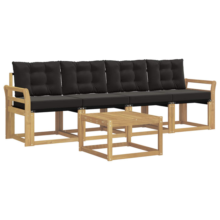 Set de canapele de exterior cu pernă 5 pcs Alb și negru WALTI