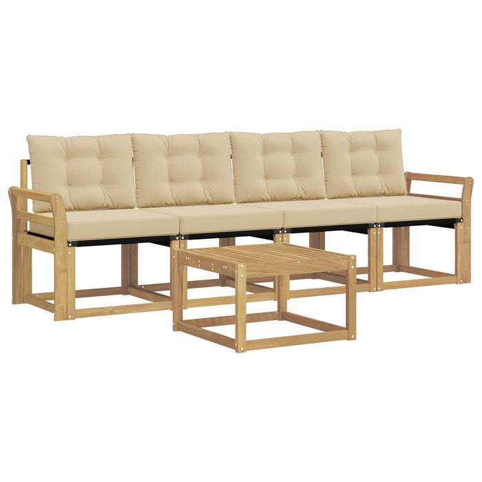 Set de canapele de exterior cu pernă 5 pcs Alb și Bej WALTI