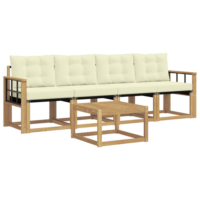 Set de canapele de exterior cu pernă 5 pcs Alb și crem WALTI