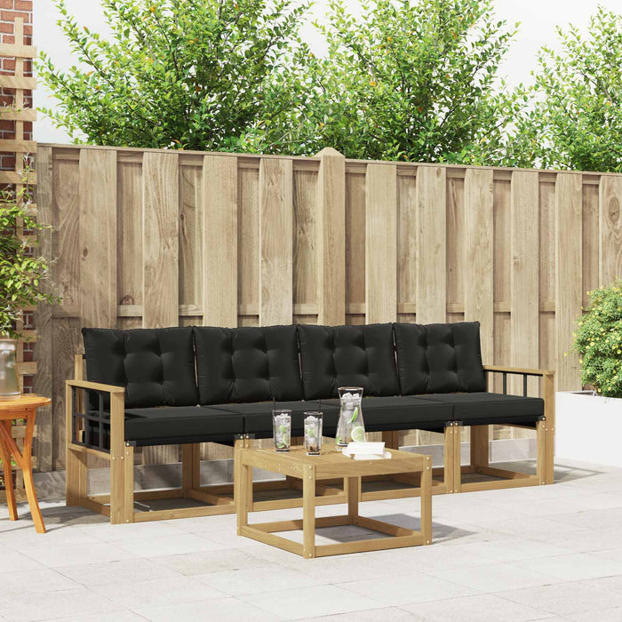 Set de canapele de exterior cu pernă 5 pcs Alb și negru WALTI
