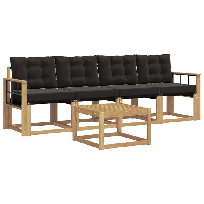 Set de canapele de exterior cu pernă 5 pcs Alb și negru WALTI