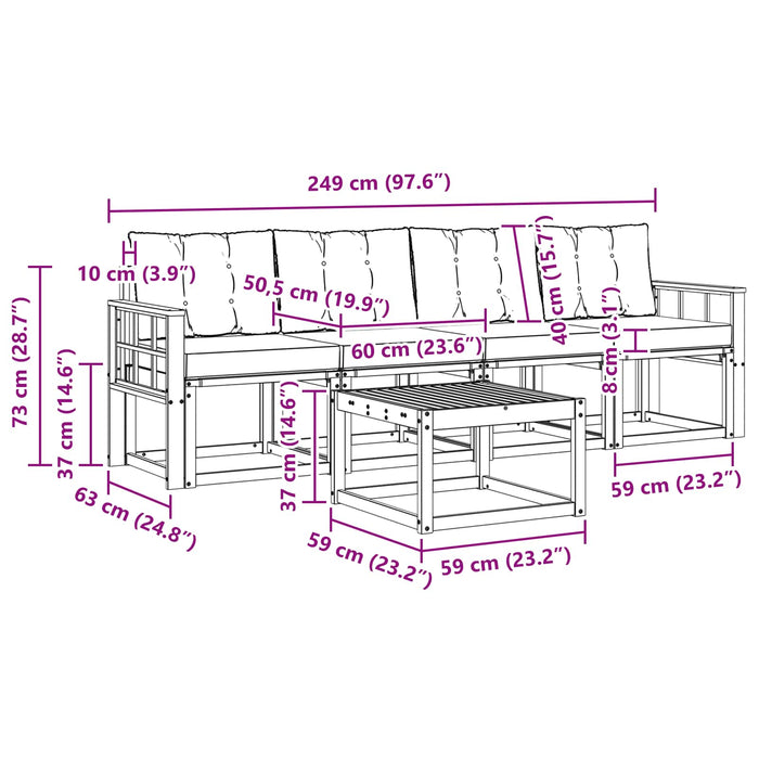 Set de canapele de exterior cu pernă 5 pcs Alb și negru WALTI